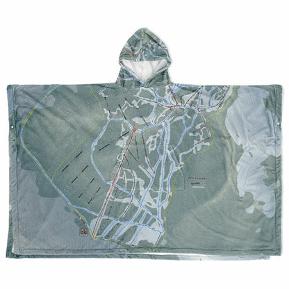 Whitewater, British Columbia Ski Resort Map Flannel Blanket Poncho
