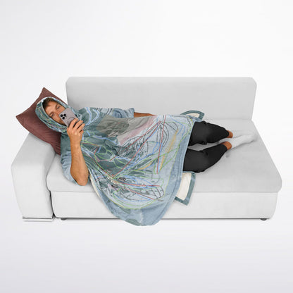 Banff Sunshine, Alberta Ski Resort Map Flannel Blanket Poncho