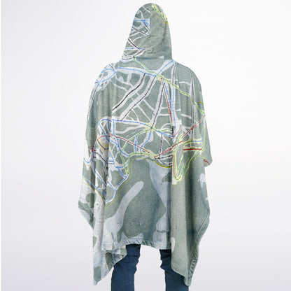 Silver Mountain, Idaho Ski Resort Map Flannel Blanket Poncho