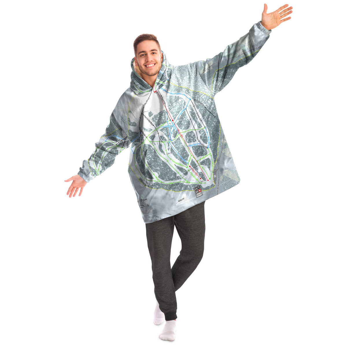 Bear Paw, Montana Ski Trail Map Snug Hoodie