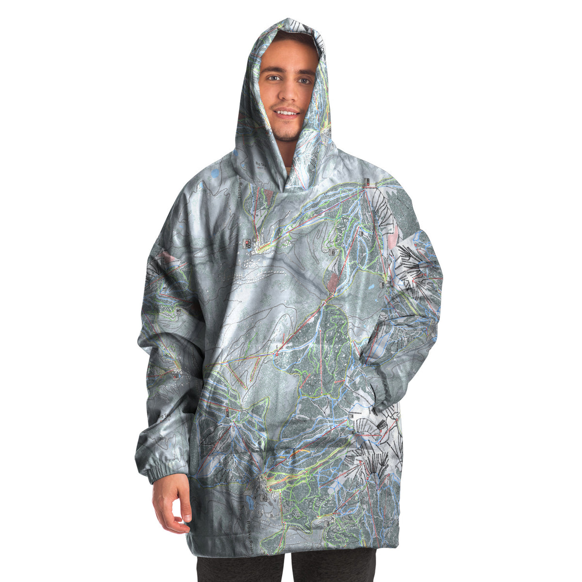 Big Sky Combo, Montana Ski Trail Map Snug Hoodie