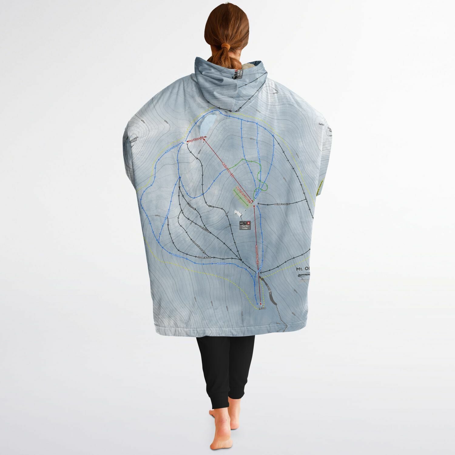Mt Olympus, New Zealand Ski Trail Map - Snug Hoodie - Powderaddicts