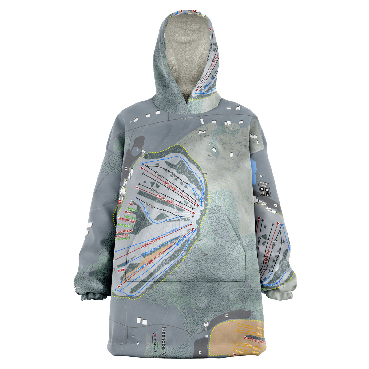 Nashoba Valley, Massachusetts Ski Trail Map Snug Hoodie