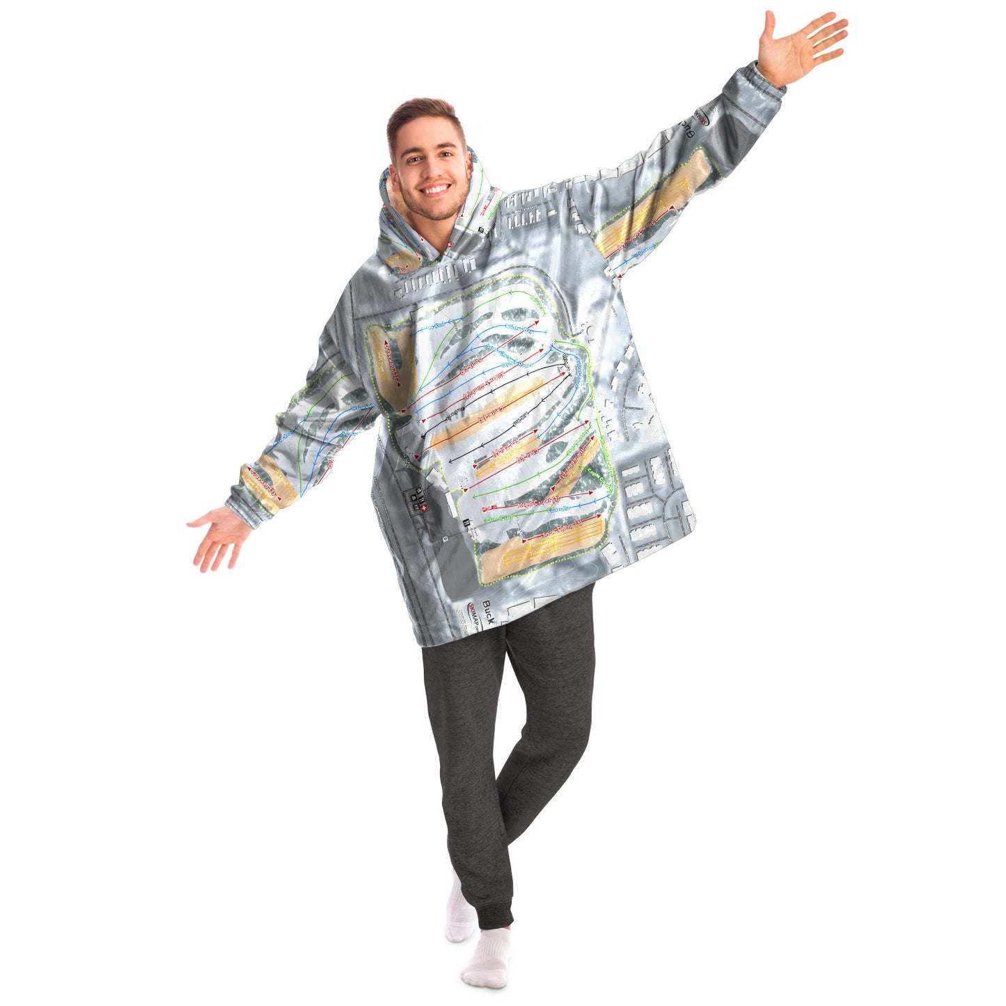 Buck Hill, Minnesota Ski Trail Map Snug Hoodie - Powderaddicts