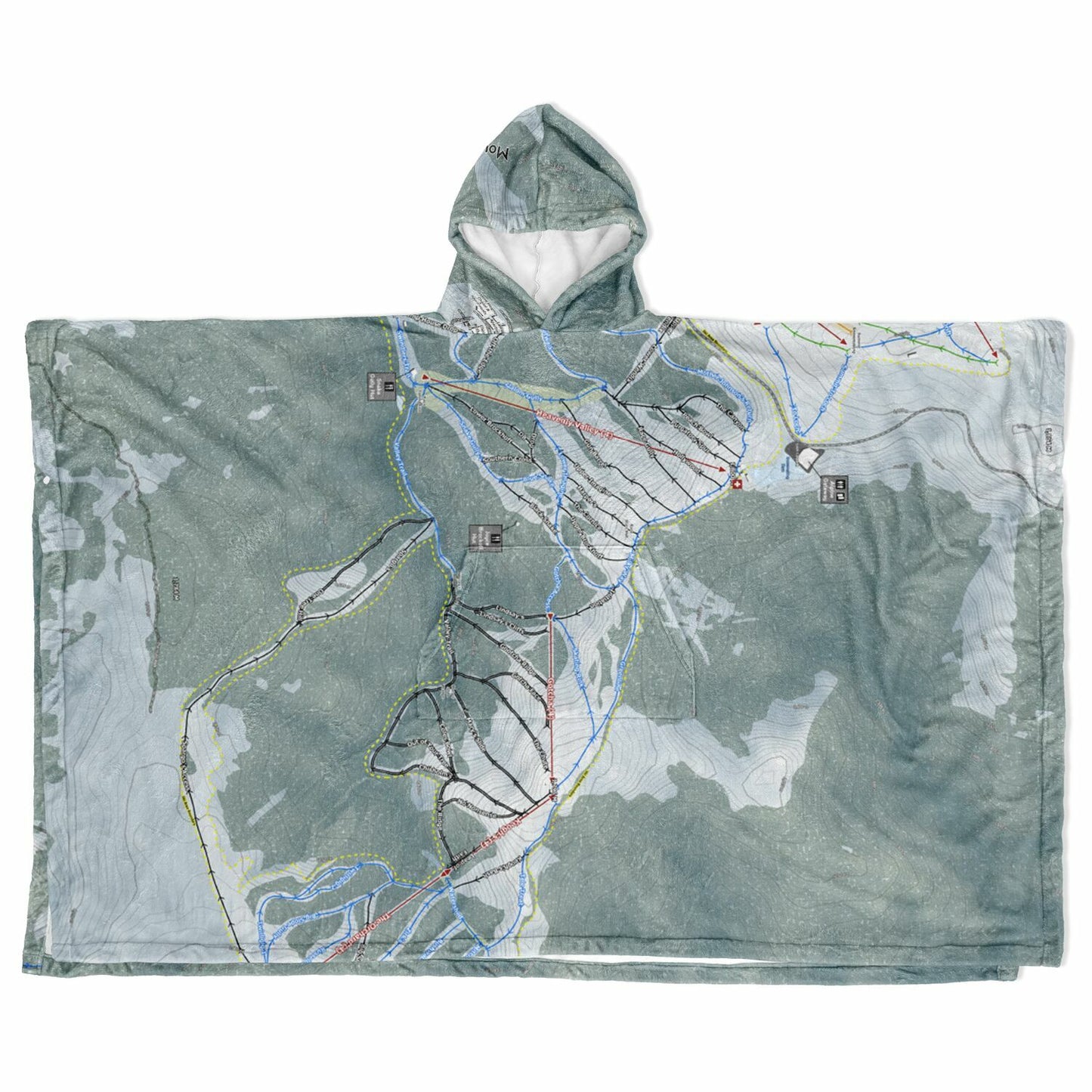 Mount Hotham, Australia Ski Resort Map Flannel Blanket Poncho - Powderaddicts