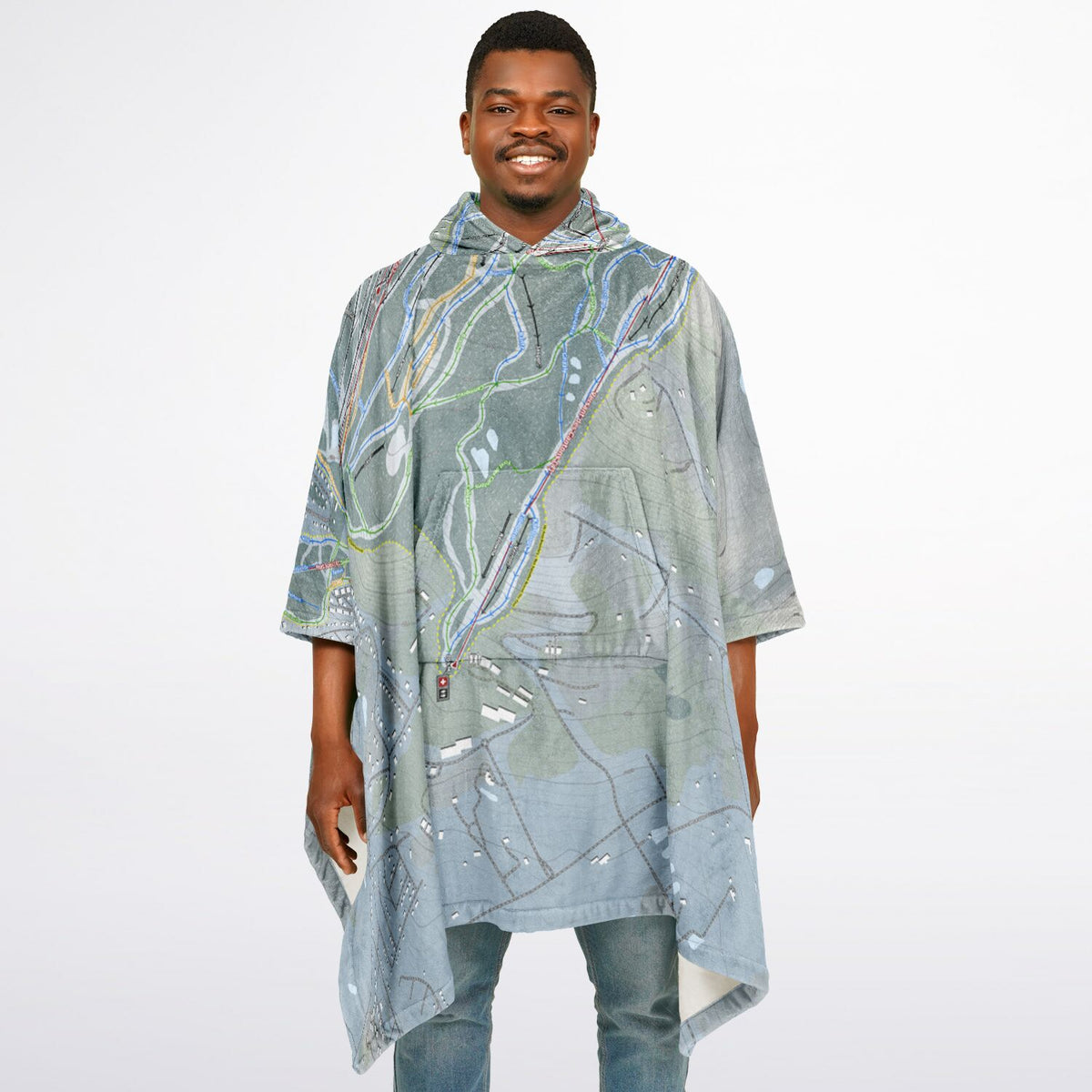 Bromont, Quebec Ski Resort Map Flannel Blanket Poncho