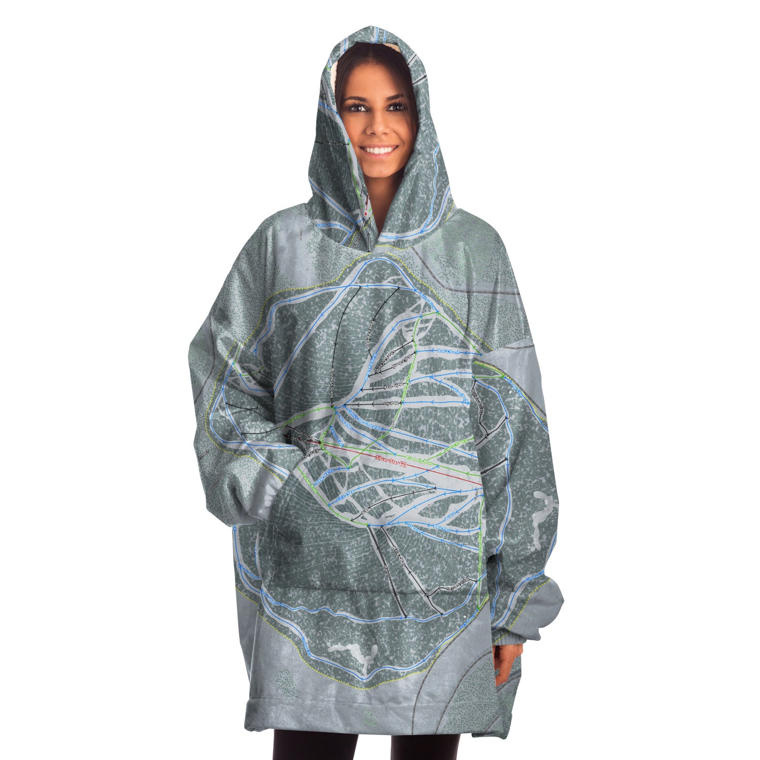 Ski Land, Alaska Ski Trail Map Snug Hoodie