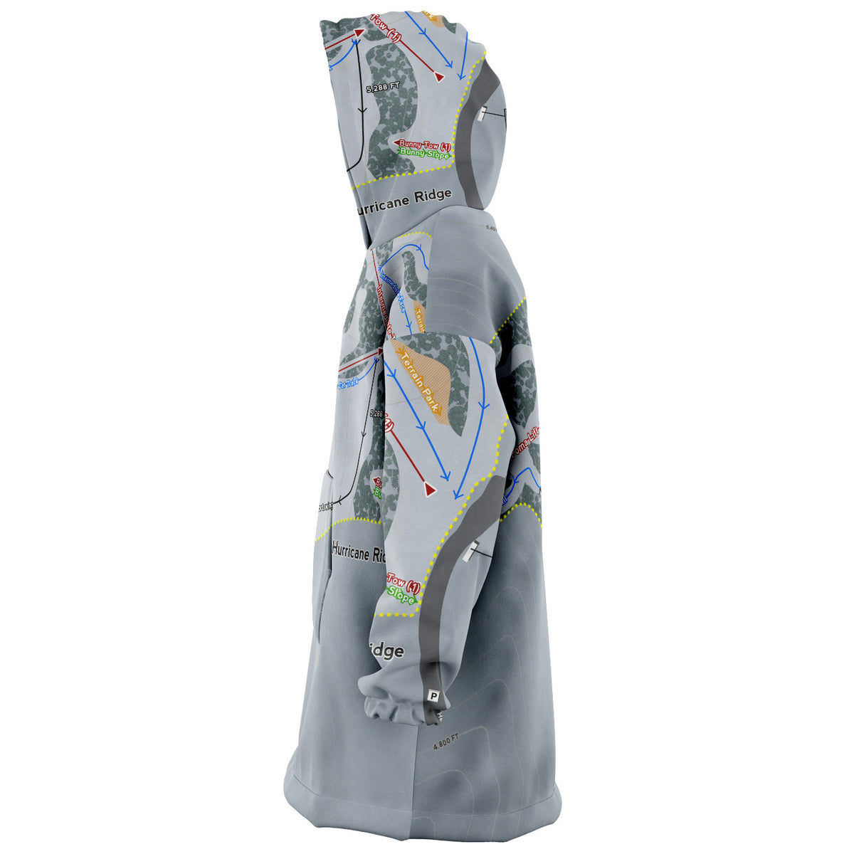 Hurricane Ridge, Washington Ski Trail Map Snug Hoodie