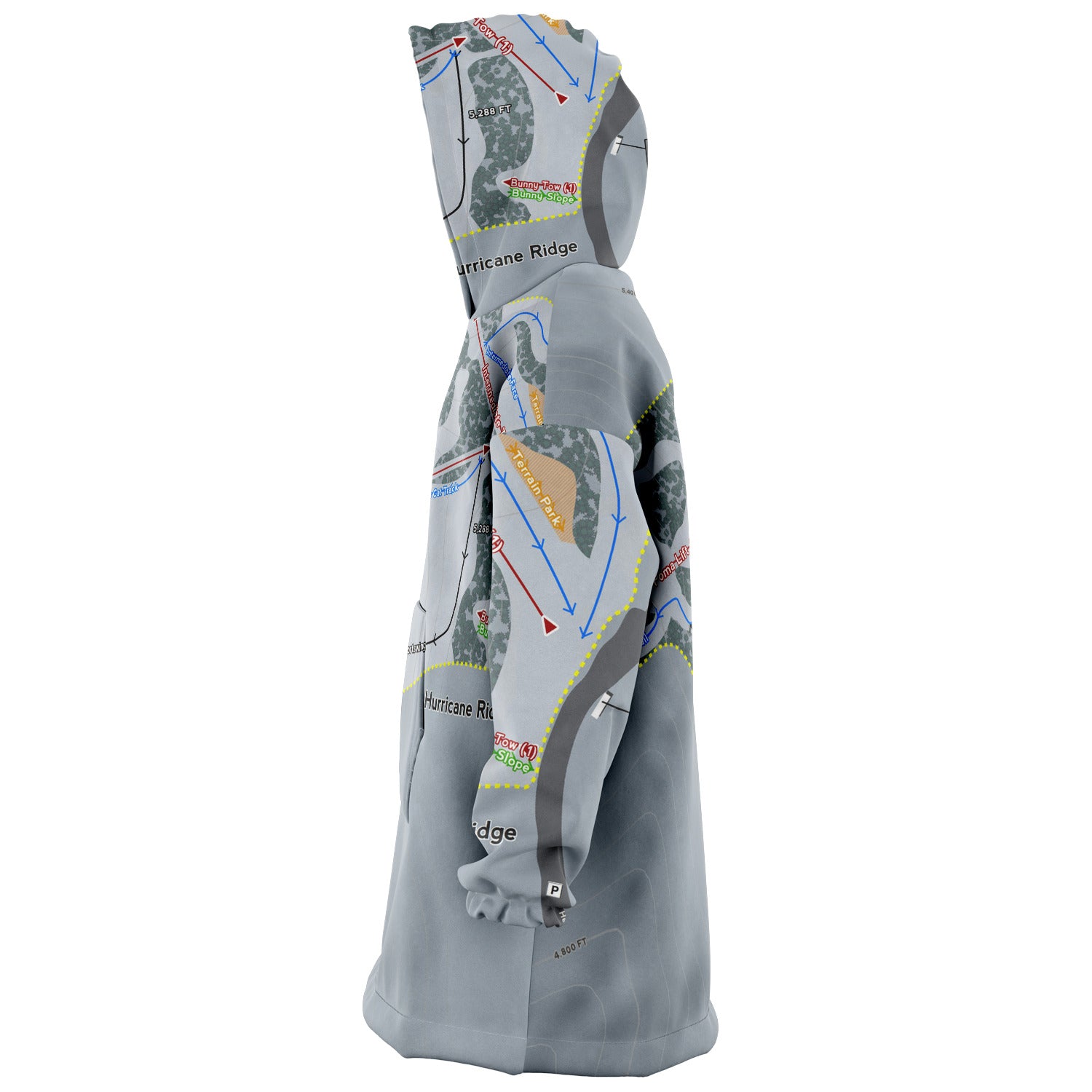 Hurricane Ridge, Washington Ski Trail Map Snug Hoodie