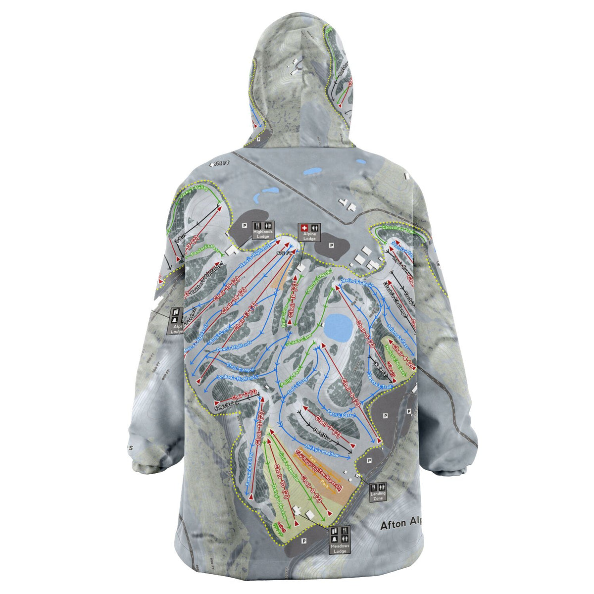 Afton Alps, Minnesota Ski Trail Map - Snug Hoodie