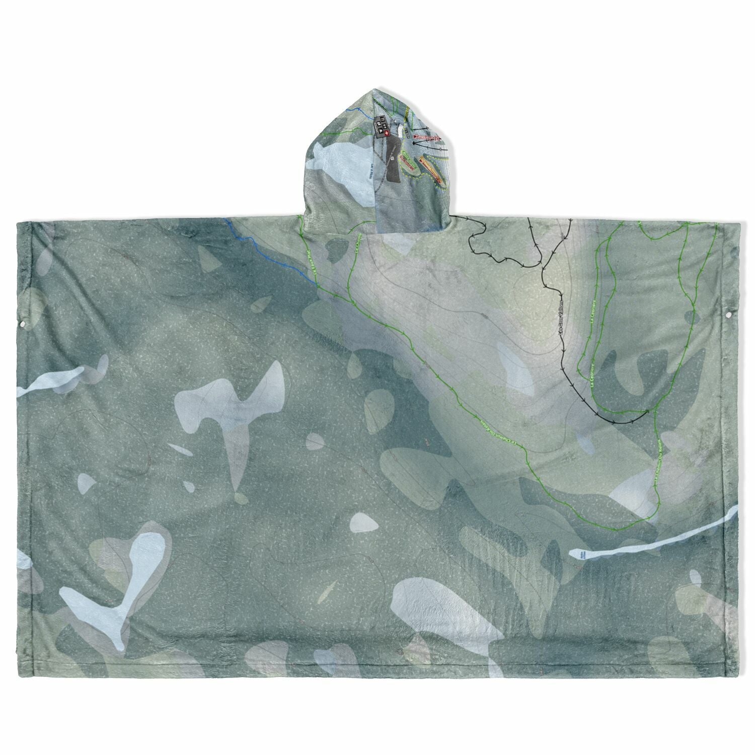 Club Tobo-Ski, Quebec Ski Resort Map Flannel Blanket Poncho