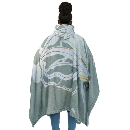 Phoenix Mountain, British Columbia Ski Resort Map Flannel Blanket Poncho