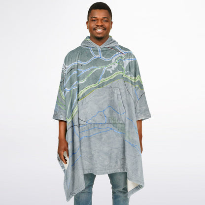 Sunlight, Colorado Ski Resort Map Flannel Blanket Poncho