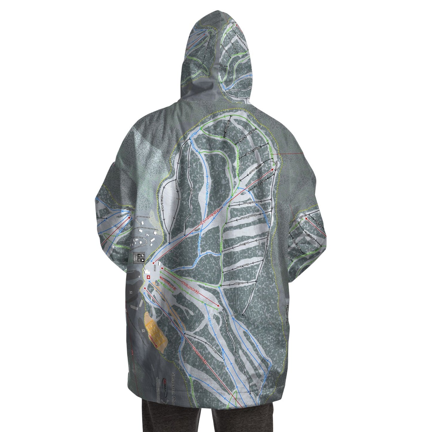 Sasquatch Mountain, British Columbia Ski Trail Map Snug Hoodie - Powderaddicts