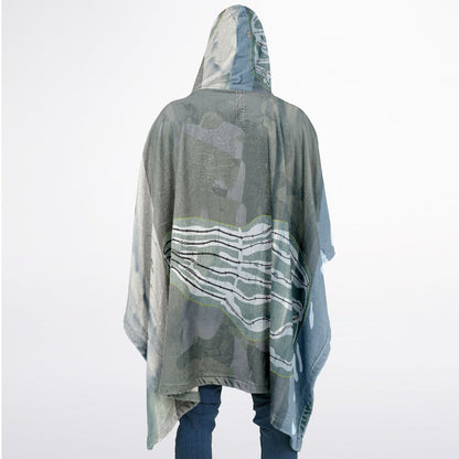 Voodoo Mountain, Michigan Ski Resort Map Flannel Blanket Poncho