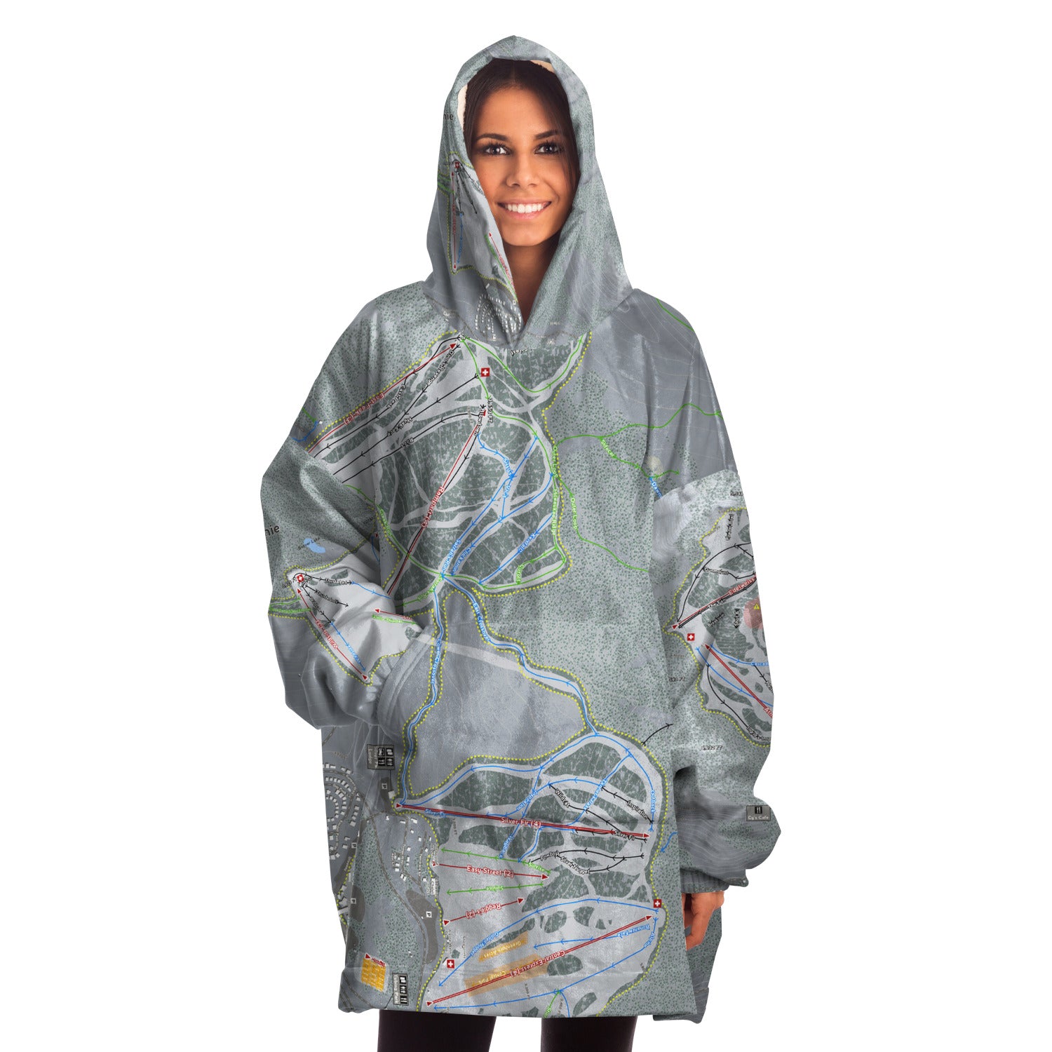 Summit At Snoqualmie, Washington Ski Trail Map - Snug Hoodie - Powderaddicts