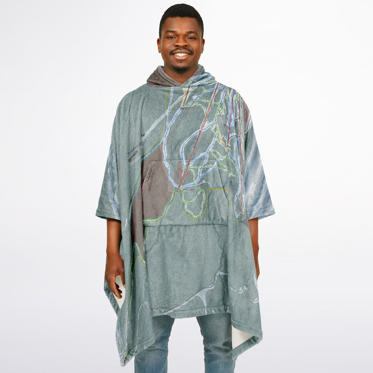 Timberline, Oregon Ski Resort Map Flannel Blanket Poncho