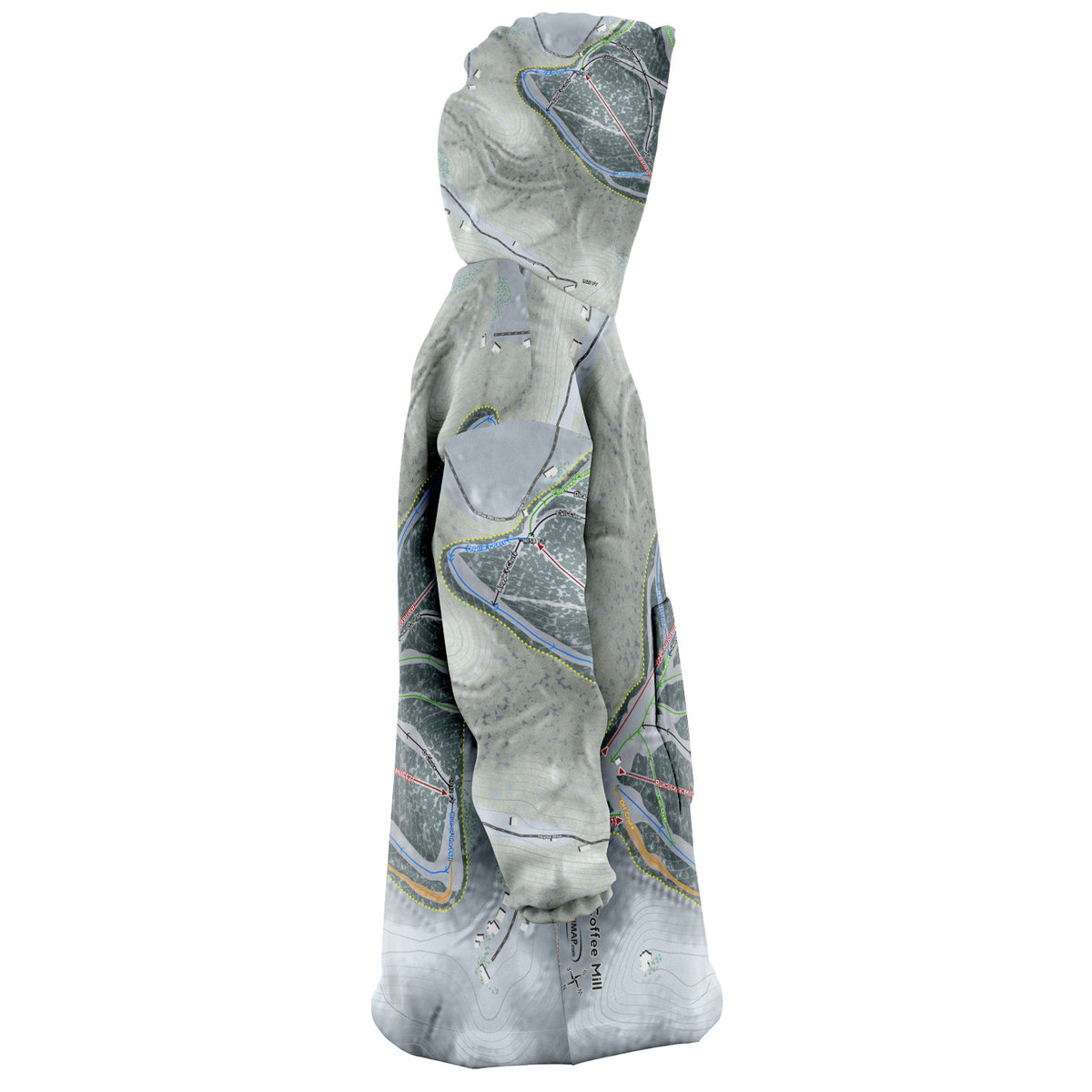 Coffee Mill, Minnesota Ski Trail Map Snug Hoodie