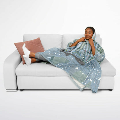 Le Relais, Quebec Ski Resort Map Flannel Blanket Poncho