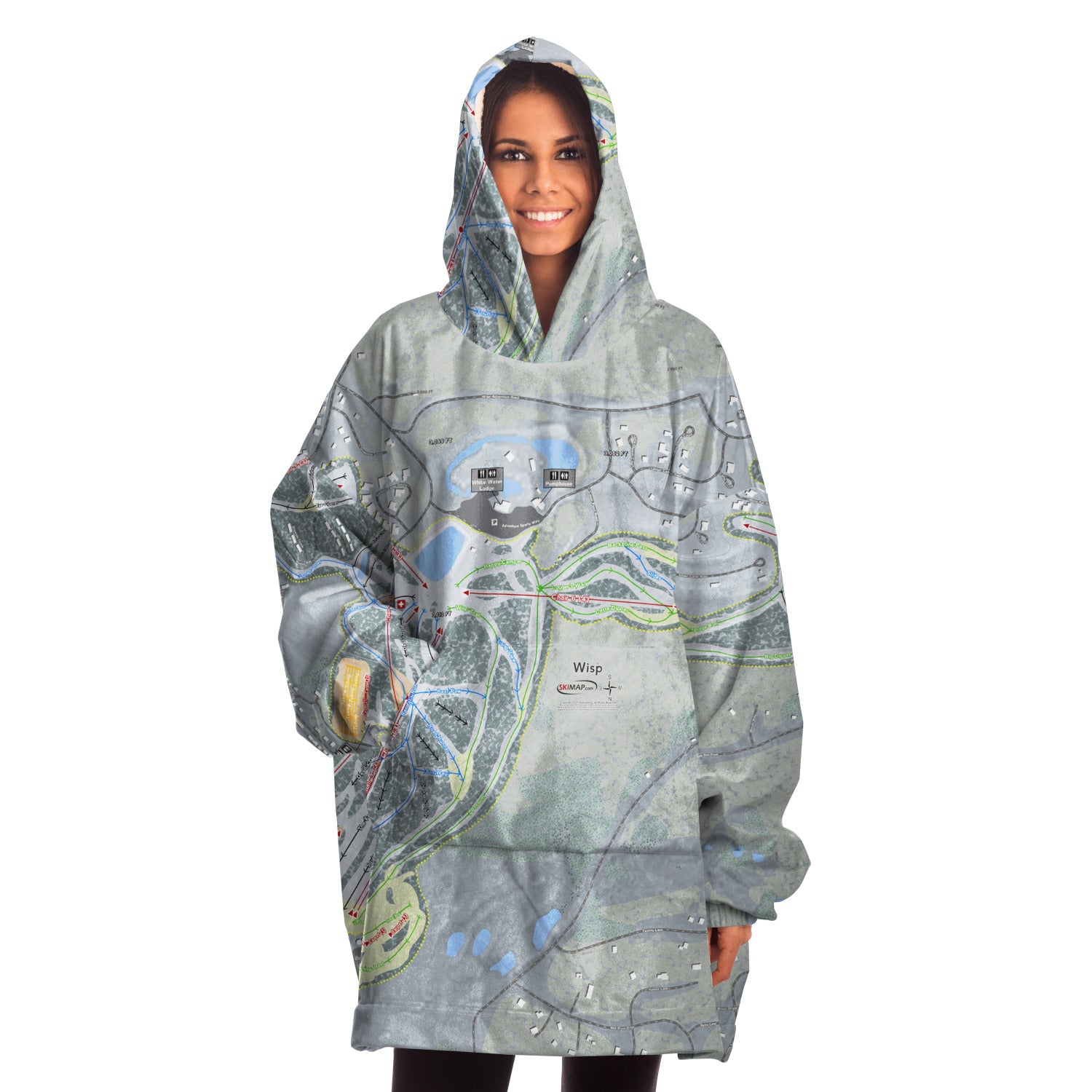Wisp, Maryland Ski Trail Map - Snug Hoodie - Powderaddicts