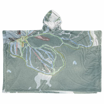Baldy Mountain, British Columbia Ski Resort Map Flannel Blanket Poncho