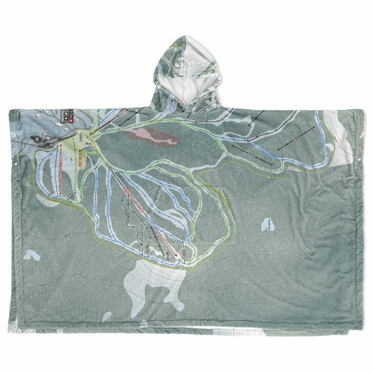 Baldy Mountain, British Columbia Ski Resort Map Flannel Blanket Poncho