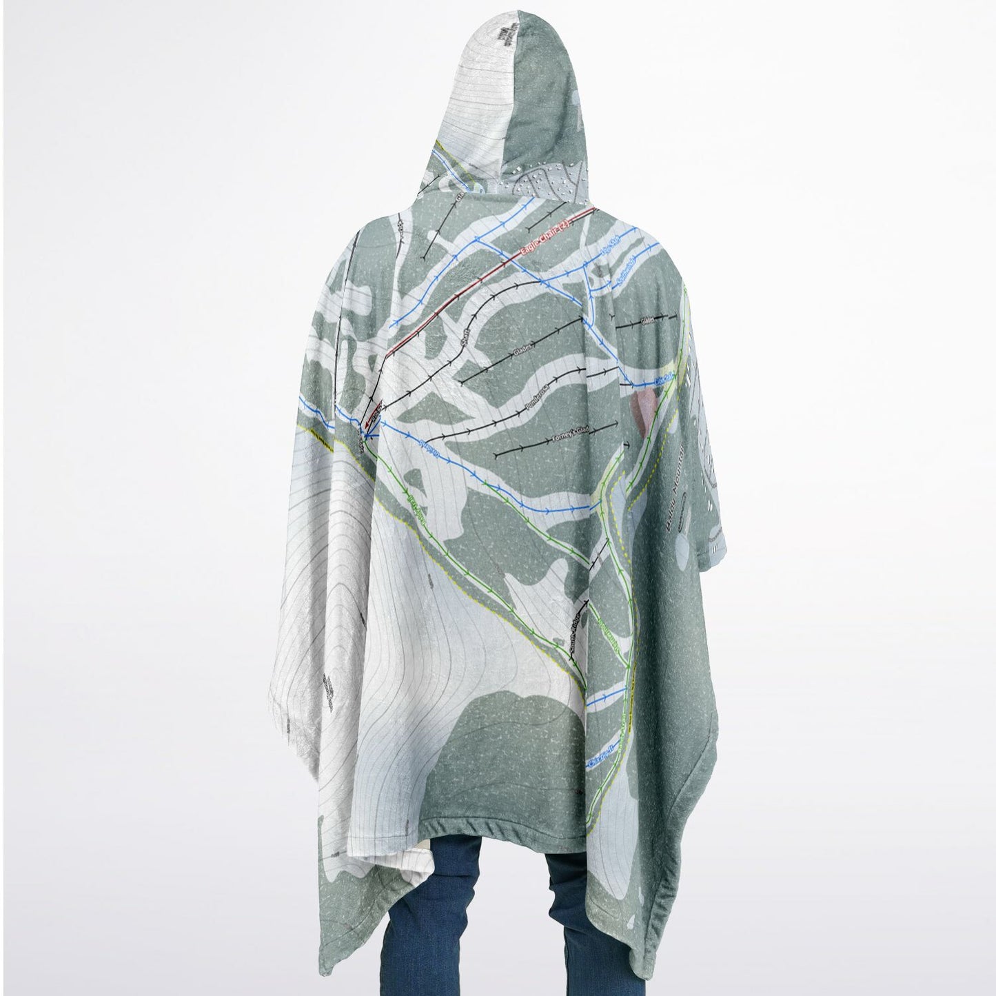 Baldy Mountain, British Columbia Ski Resort Map Flannel Blanket Poncho