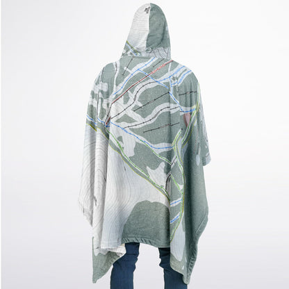 Baldy Mountain, British Columbia Ski Resort Map Flannel Blanket Poncho