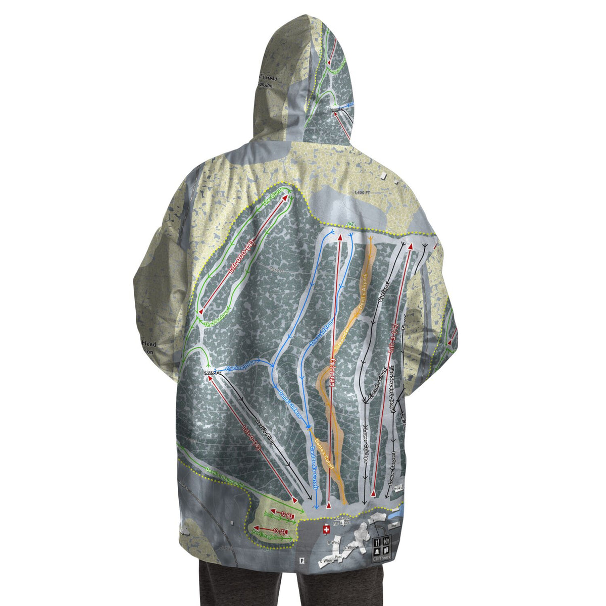 Devil's Head, Wisconsin Ski Trail Map - Snug Hoodie