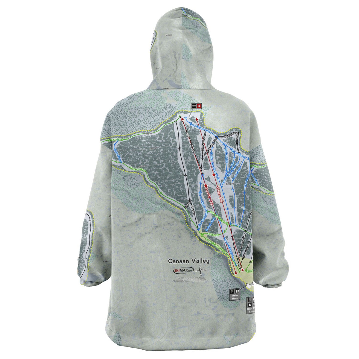 Canaan Valley, West Virginia Ski Trail Map - Snug Hoodie
