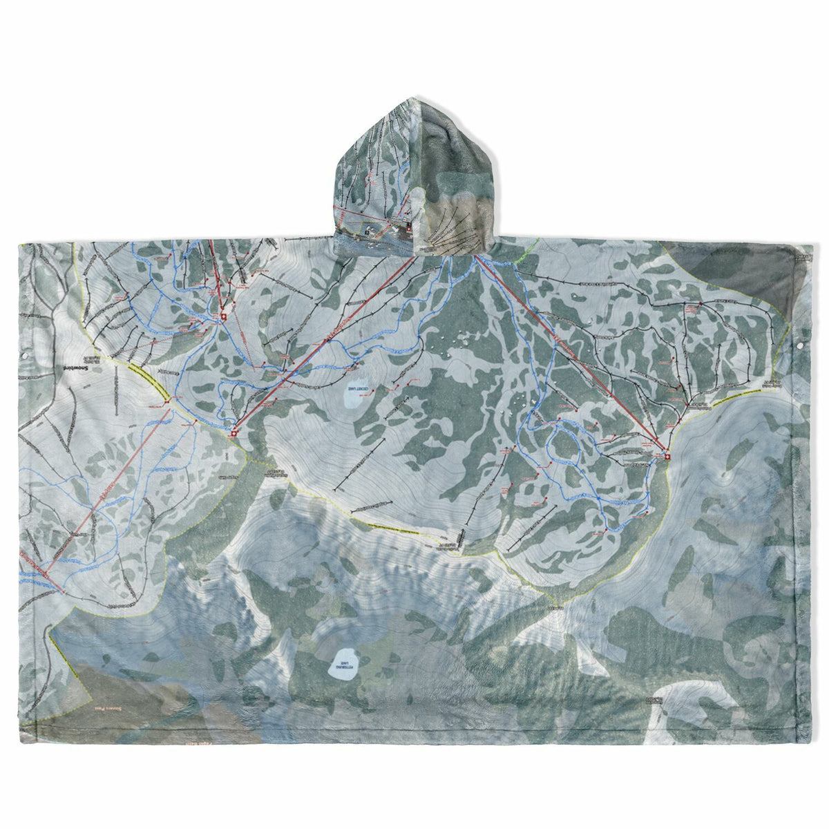 Alta, Utah Ski Resort Map Flannel Blanket Poncho