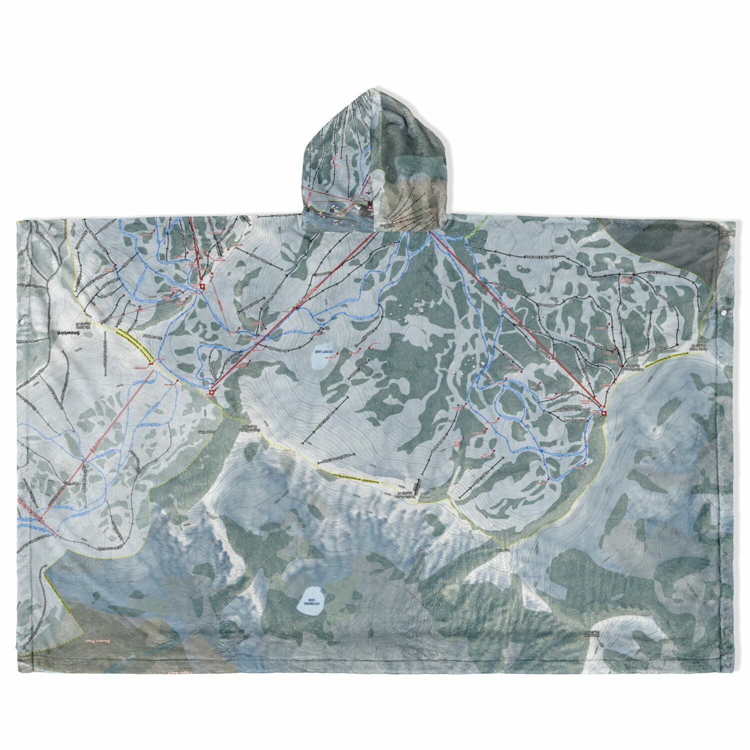 Alta, Utah Ski Resort Map Flannel Blanket Poncho