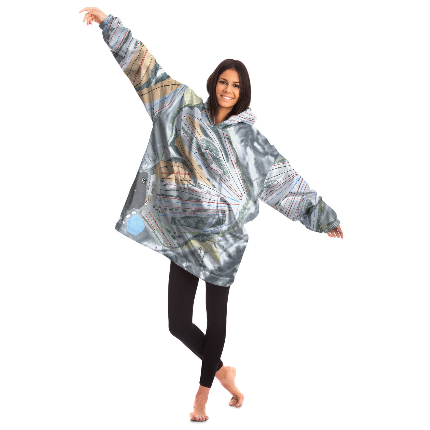 Mt Holly, Michigan Ski Trail Map Snug Hoodie
