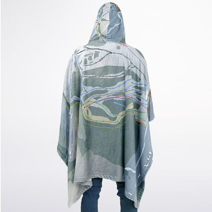 Saskadena Six, Vermont Ski Resort Map Flannel Blanket Poncho