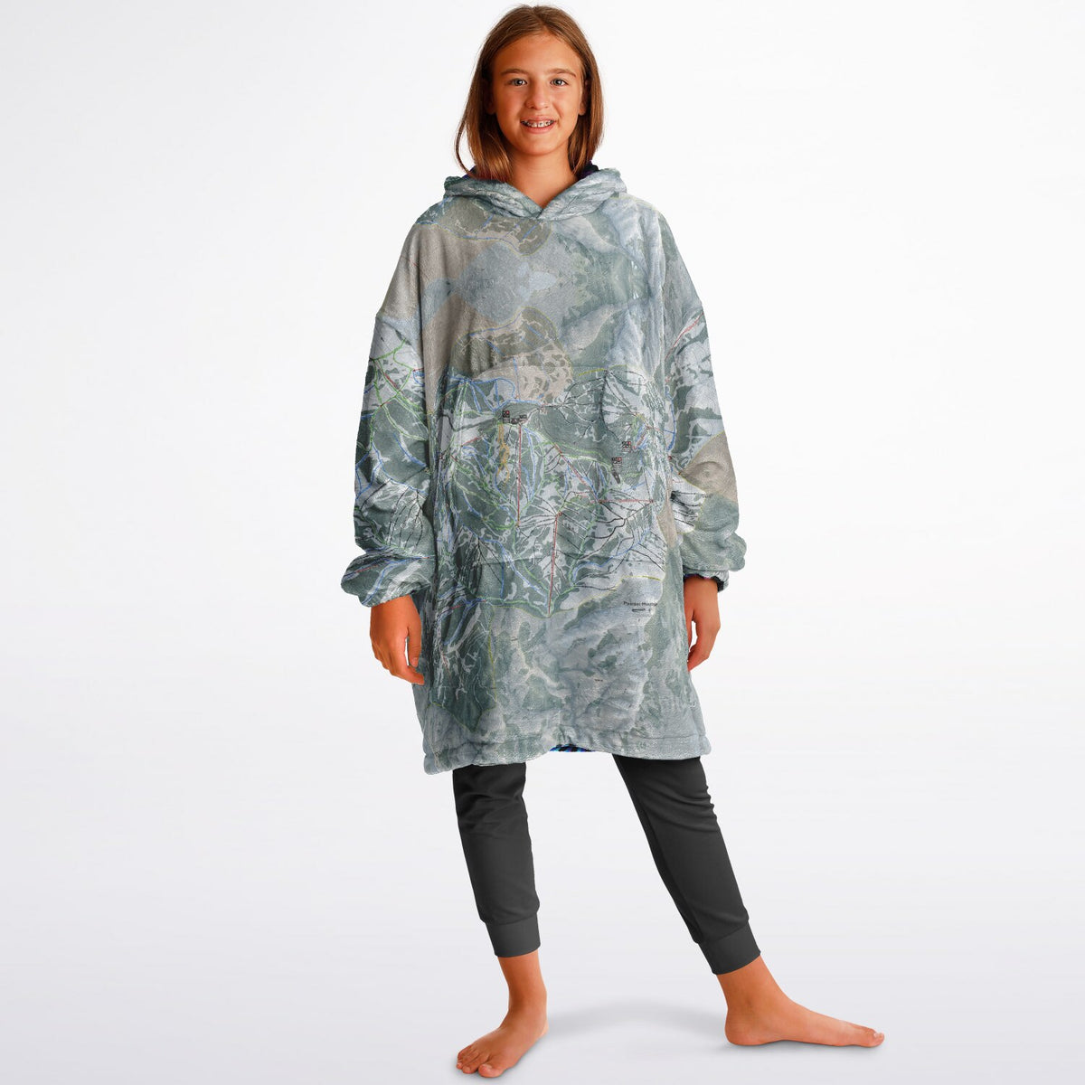 Powder Mountain, Utah Ski Resort Map Youth Reversible Snug Hoodie