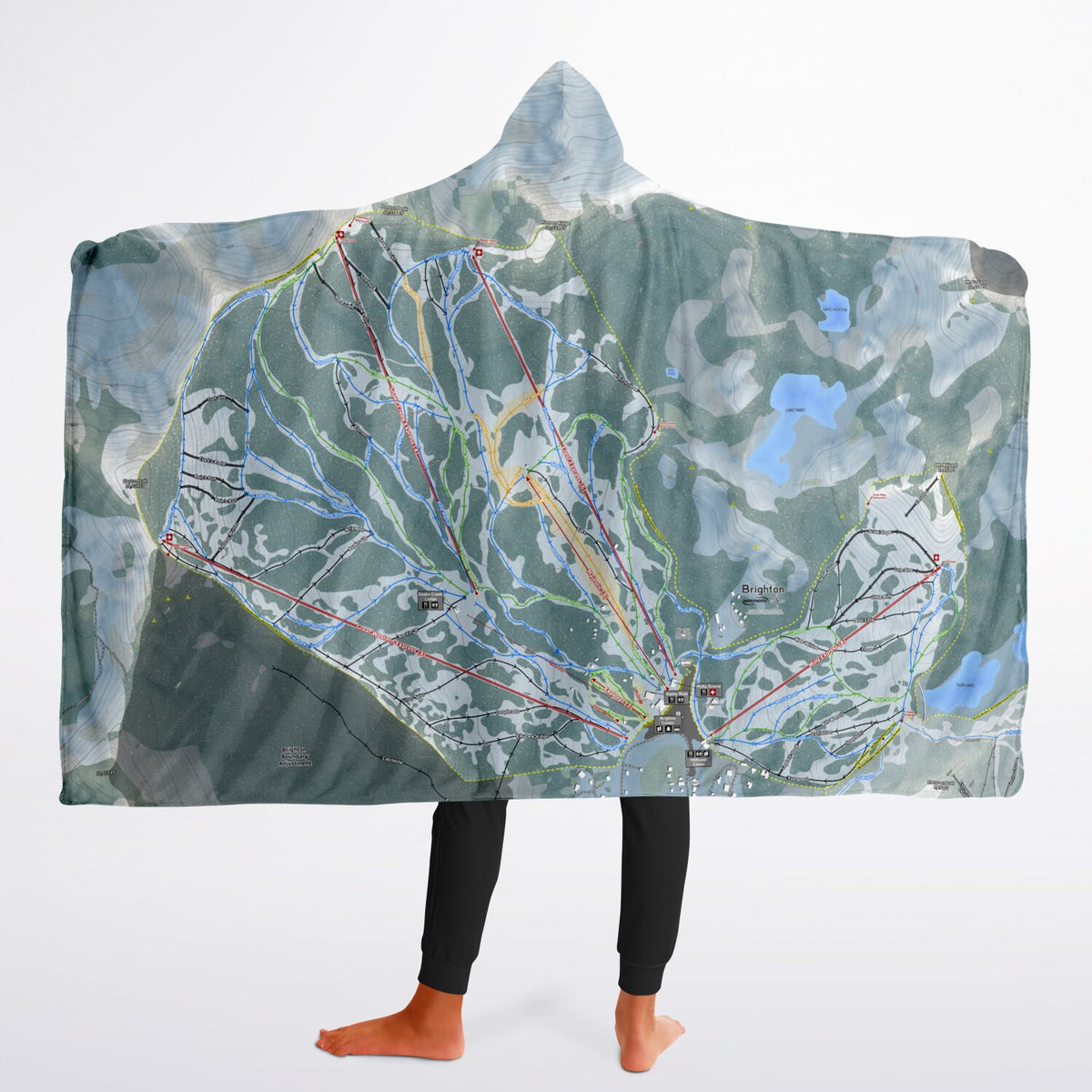 Brighton, Utah Ski Trail Map - Youth Hooded Blanket