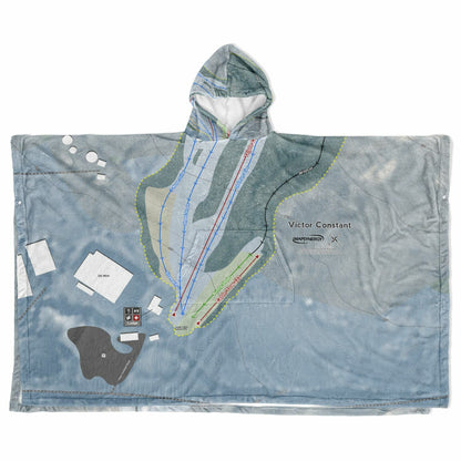 Victor Constant, New York Ski Resort Map Flannel Blanket Poncho