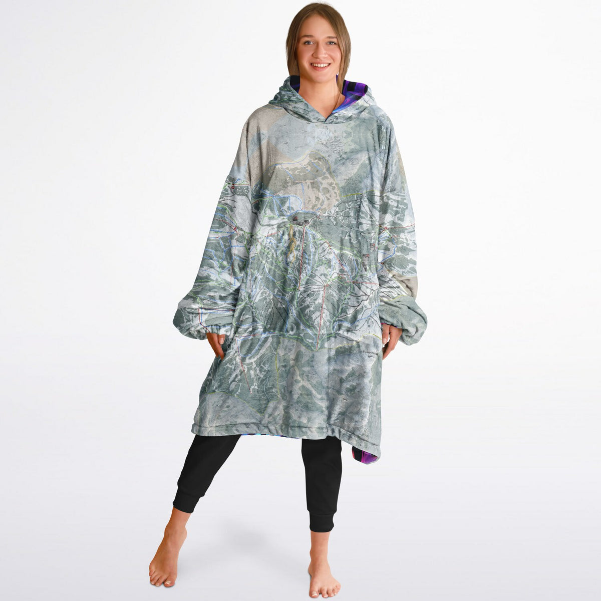 Powder Mountain, Utah Ski Resort Map Reversible Snug Hoodie