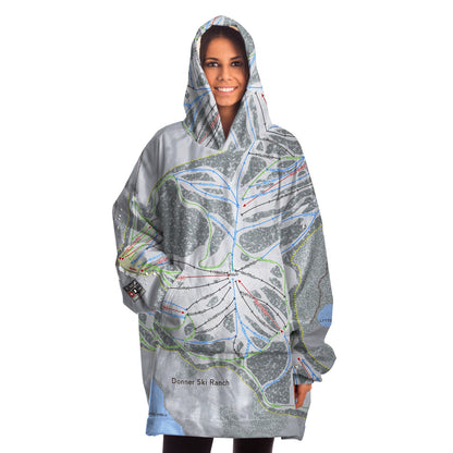 Donner Ski Ranch, California Ski Trail Map - Snug Hoodie - Powderaddicts