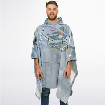 Four Seasons Ski Center, New York Ski Resort Map Flannel Blanket Poncho