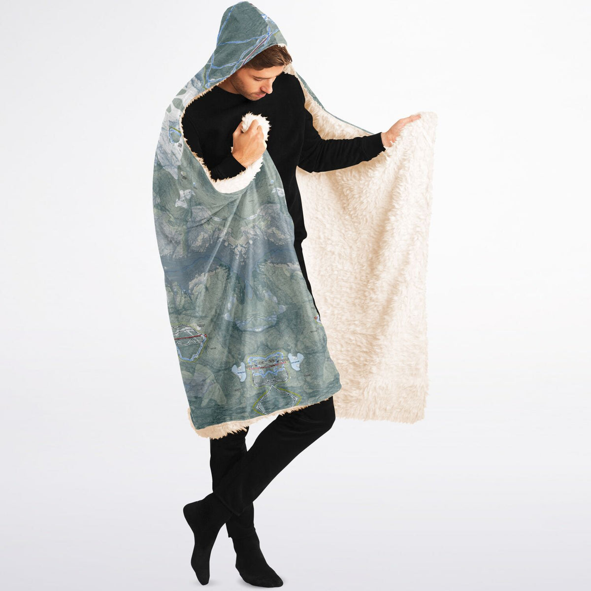 Stowe, Vermont Ski Trail Map - Adult Hooded Blanket