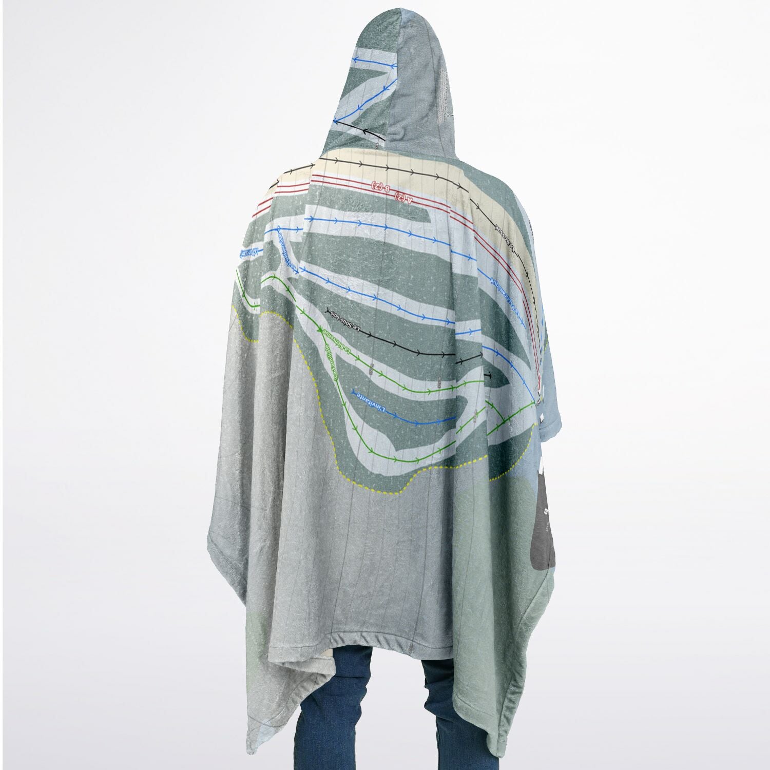 Mont Biencourt, Quebec Ski Resort Map Flannel Blanket Poncho