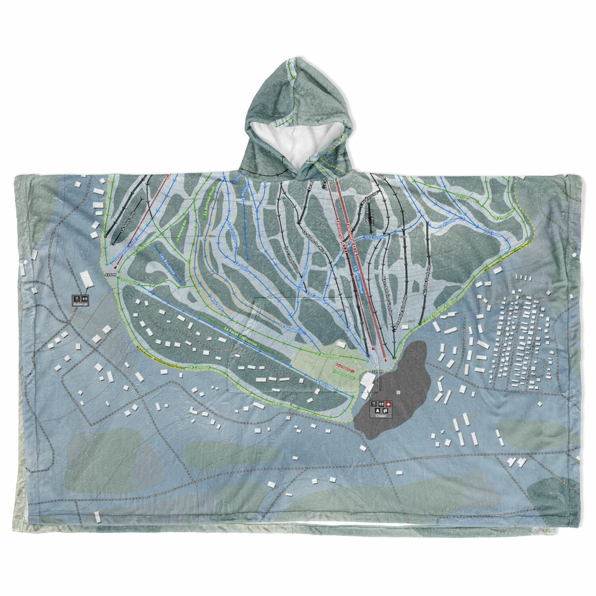 Val Saint-Come, Quebec Ski Resort Map Flannel Blanket Poncho