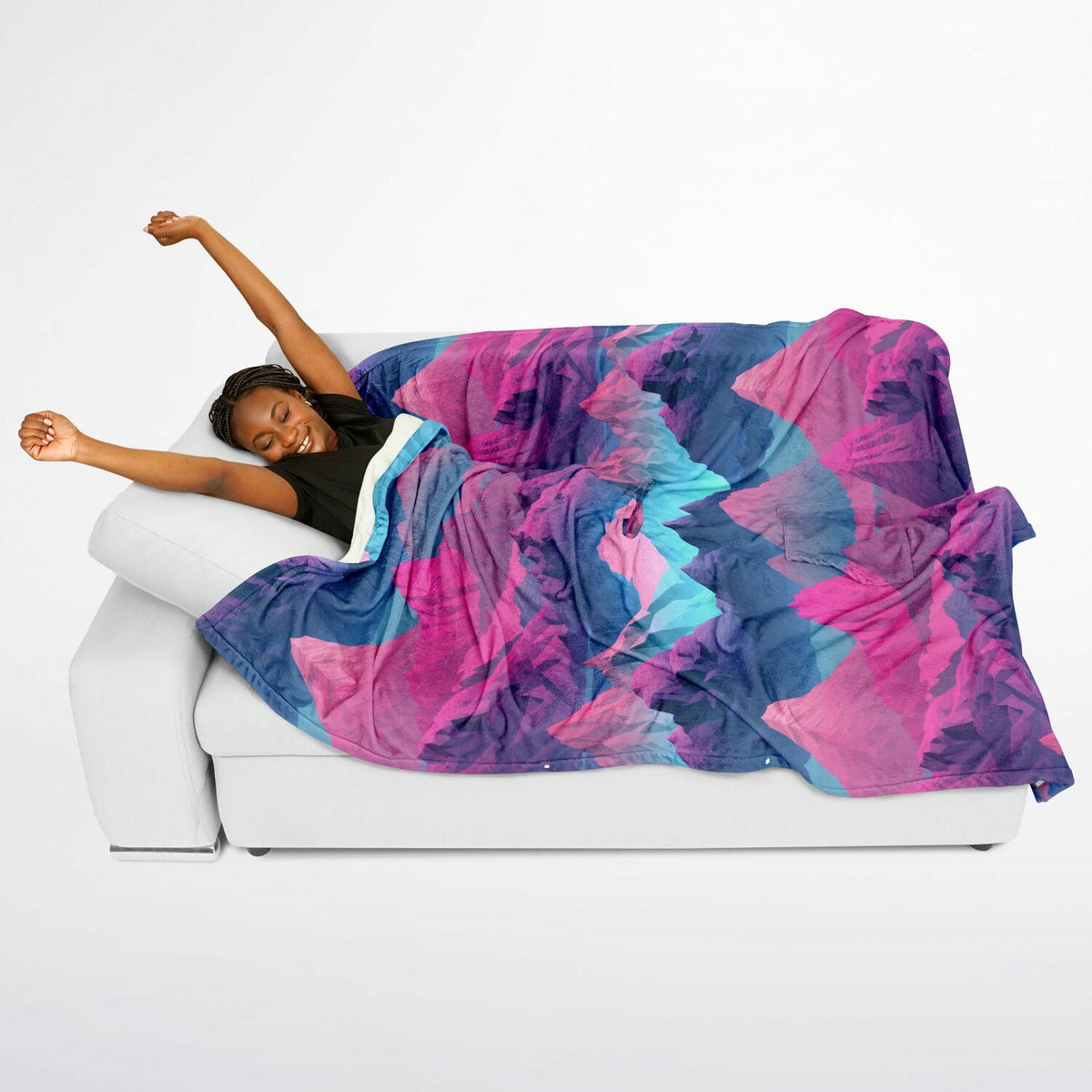 Abstract Geometric Mountains, Flannel Blanket Poncho