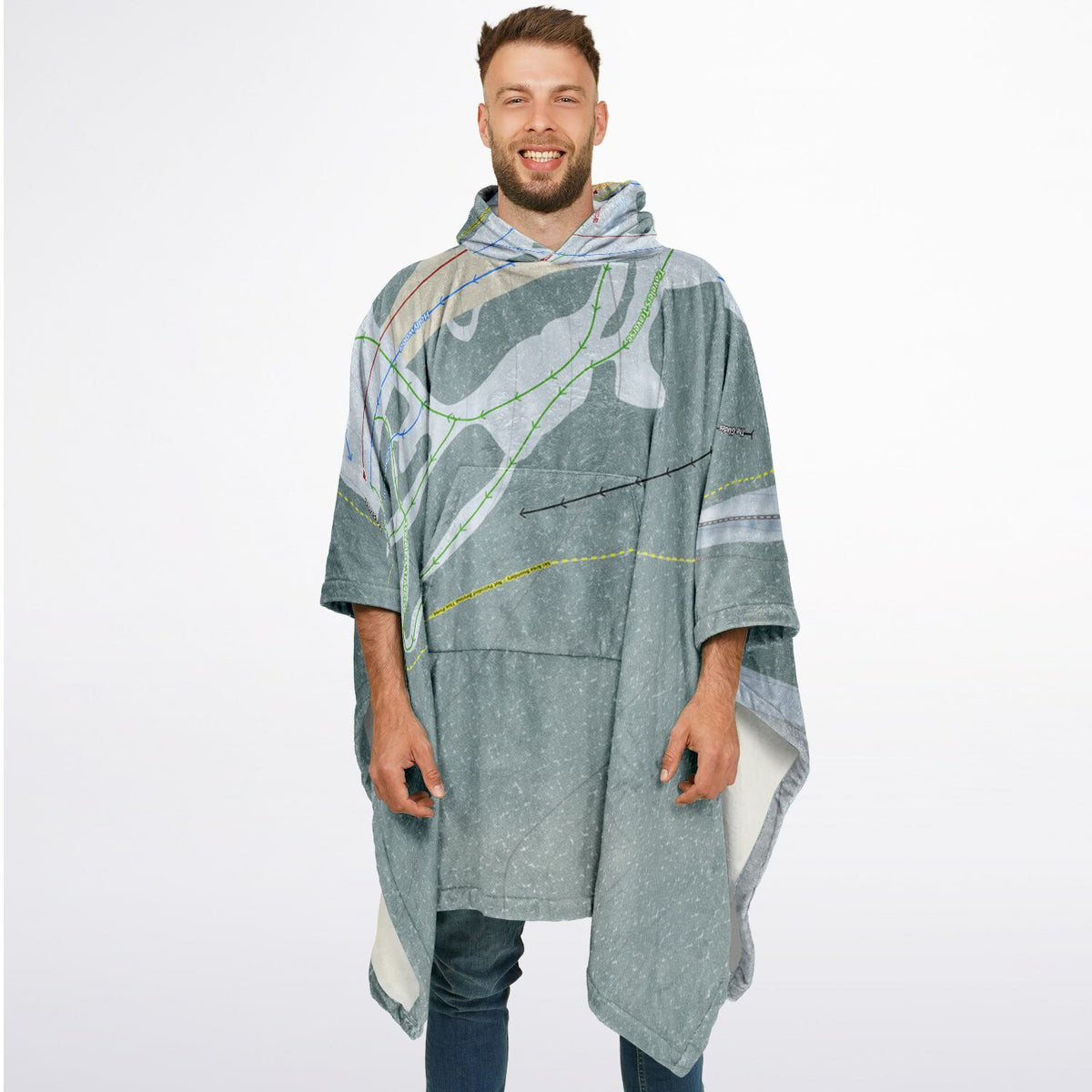 Echo Mountain, Colorado Ski Resort Map Flannel Blanket Poncho