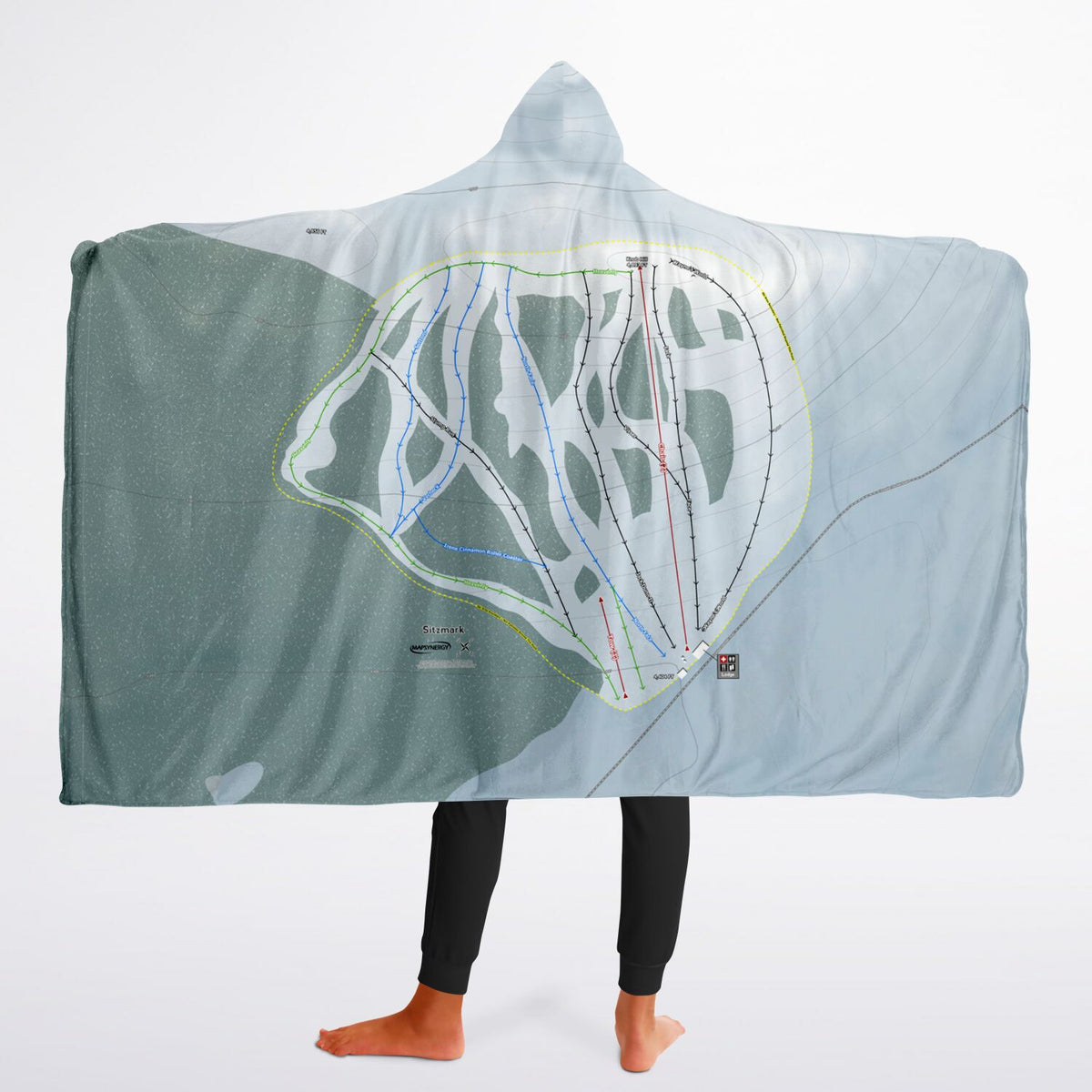 Sitzmark, Washington Ski Trail Map - Youth Hooded Blanket