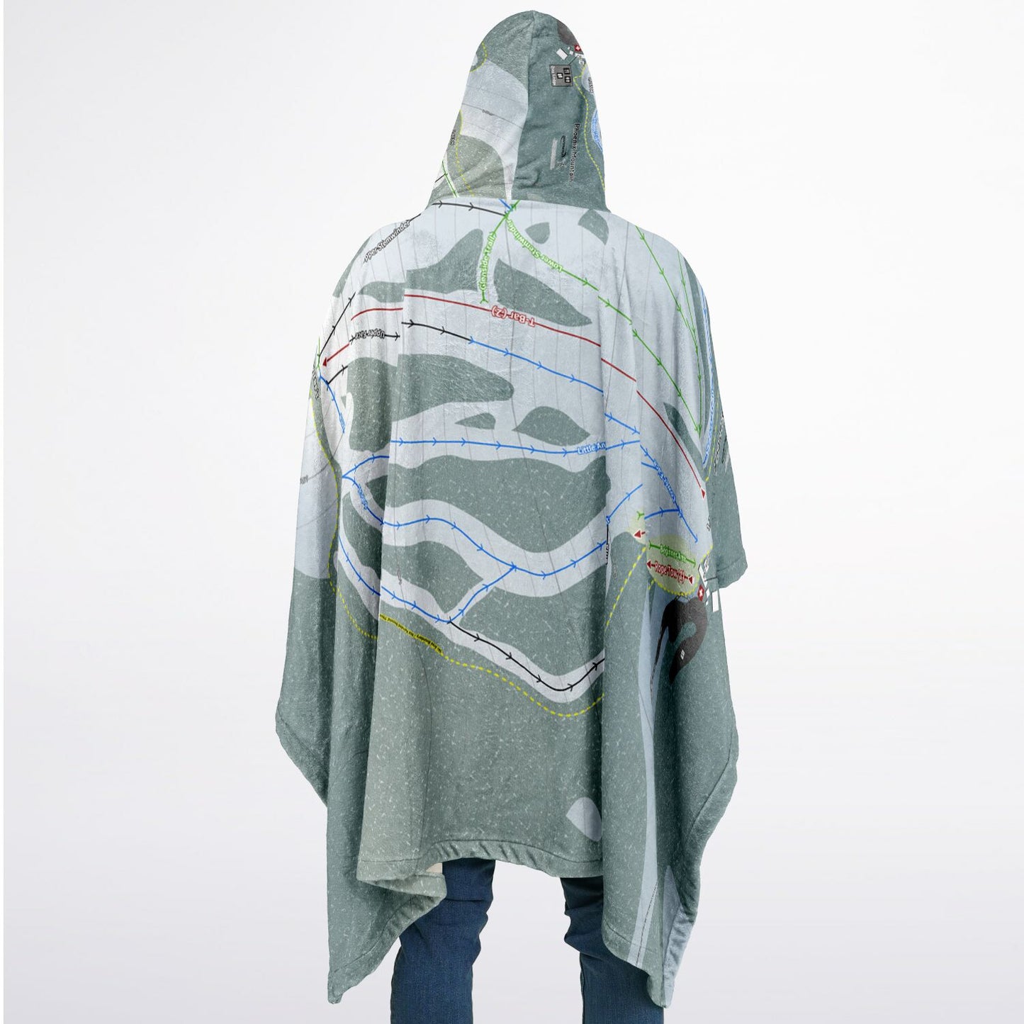 Phoenix Mountain, British Columbia Ski Resort Map Flannel Blanket Poncho