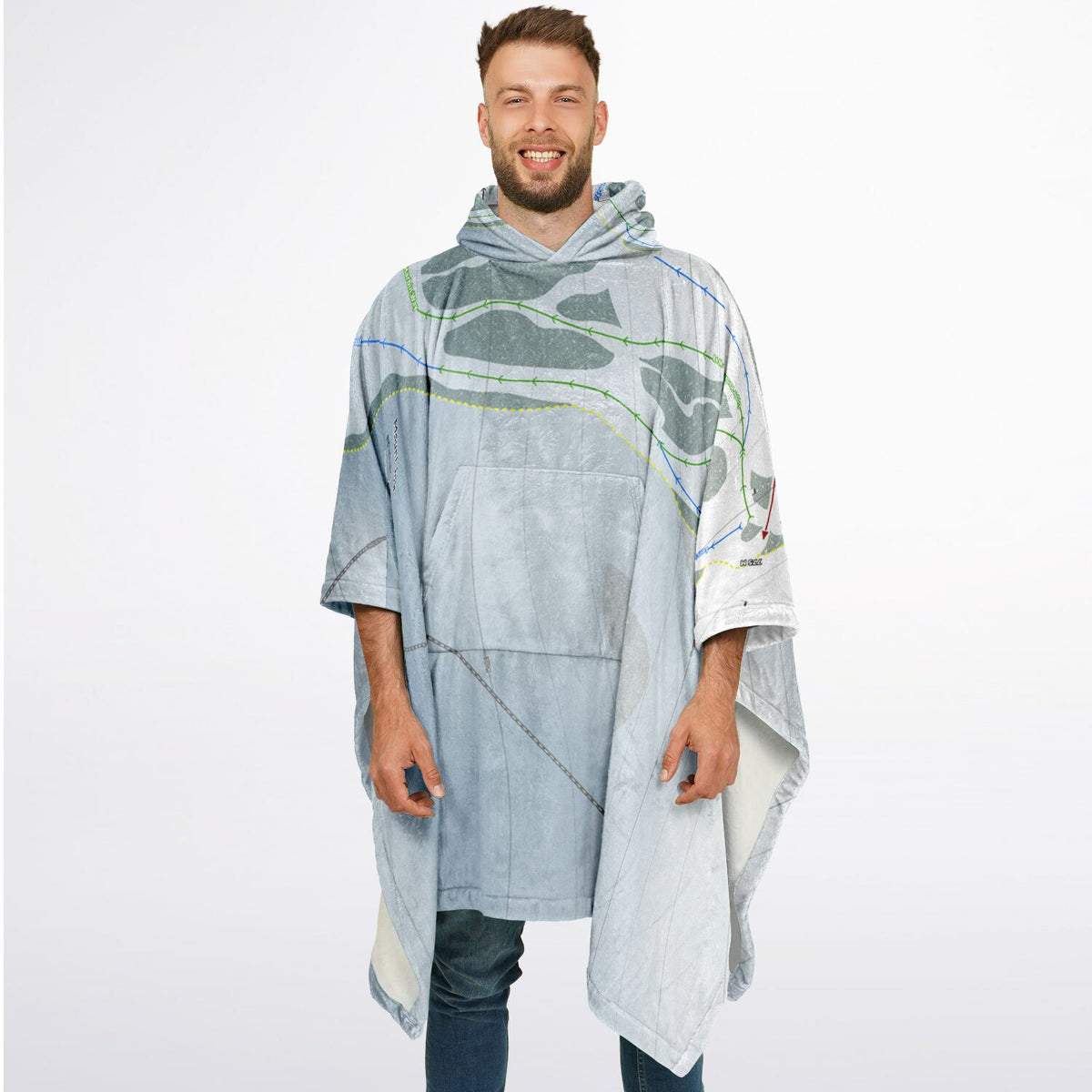 Mount Joy, Alberta Ski Resort Map Flannel Blanket Poncho