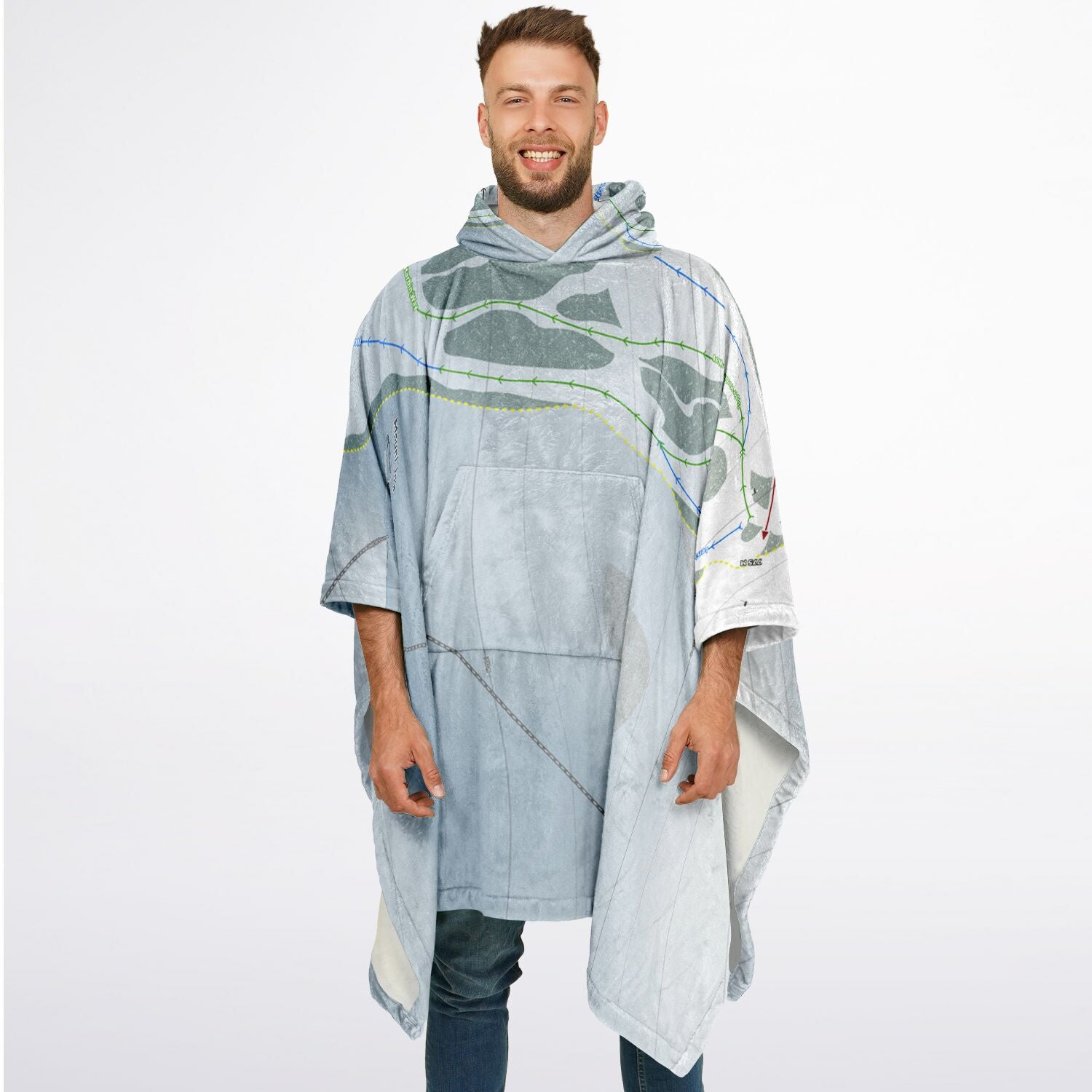 Mount Joy, Alberta Ski Resort Map Flannel Blanket Poncho