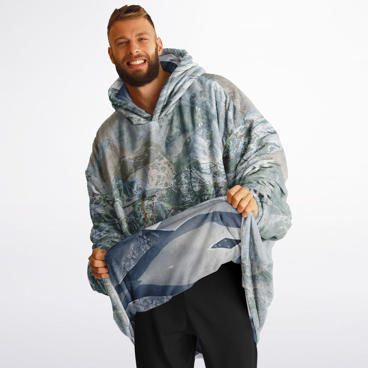 Powder Mountain, Utah Ski Resort Map Reversible Snug Hoodie